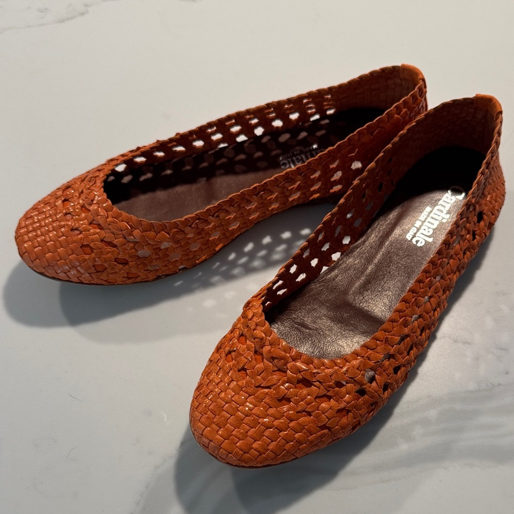 Cardinale Leather Orange Woven Flats